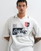 ASOS DESIGN ASOS DESIGN oversized polo with Coca Cola Football Print with piping in White - 4