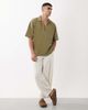ASOS DESIGN ASOS DESIGN oversized polo with open neck in khaki texture-Green - 2