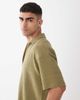 ASOS DESIGN ASOS DESIGN oversized polo with open neck in khaki texture-Green - 4