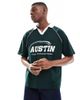 ASOS DESIGN ASOS DESIGN oversized polo with sports graphics and airtex paneling in dark green - 1