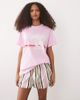 ASOS DESIGN ASOS DESIGN oversized raglan sleeve T-shirt with Palm Springs sports graphic in pink-Multi - 1
