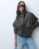 ASOS DESIGN ASOS DESIGN oversized real leather bomber jacket in washed brown - 4