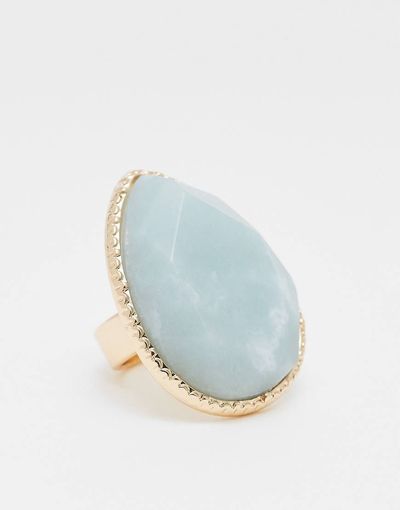 ASOS DESIGN ASOS DESIGN oversized ring with real semi precious stone in gold tone