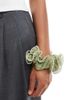ASOS DESIGN ASOS DESIGN oversized scrunchie hairband with contrast stitching in sage green - 2
