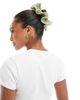 ASOS DESIGN ASOS DESIGN oversized scrunchie hairband with contrast stitching in sage green - 3
