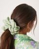 ASOS DESIGN ASOS DESIGN oversized scrunchie with textured satin in sage-Green - 1