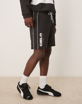 ASOS DESIGN ASOS DESIGN oversized scuba-style fabric shorts with print in black - part of a set