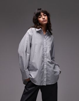 ASOS DESIGN ASOS DESIGN oversized shirt with pleat in mensy stripe-Multi