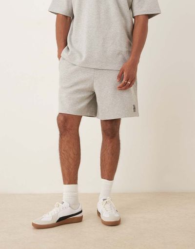 ASOS DESIGN ASOS DESIGN oversized shorts with embroidery in gray heather - part of a set