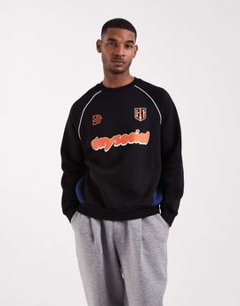 ASOS DESIGN ASOS DESIGN oversized sports crew with piping in black