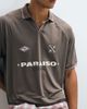 ASOS DESIGN ASOS DESIGN oversized sporty polo shirt with football high build graphic in brown - 3