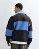 ASOS DESIGN ASOS DESIGN oversized spread collar half zip sweatshirt with contrast rib, cut & sew panel and print in brown - 3
