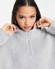 ASOS DESIGN ASOS DESIGN oversized sweater with zip collar in fluffy yarn in gray - 3