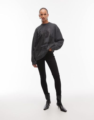 ASOS DESIGN ASOS DESIGN oversized sweatshirt with vintage band graphic in washed gray