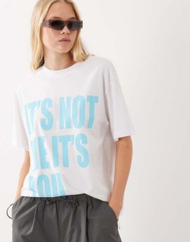 ASOS DESIGN ASOS DESIGN oversized T-shirt block with It's Not Me It's You graphic in white and turquoise