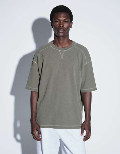 ASOS DESIGN ASOS DESIGN oversized t-shirt in dark green washed waffle