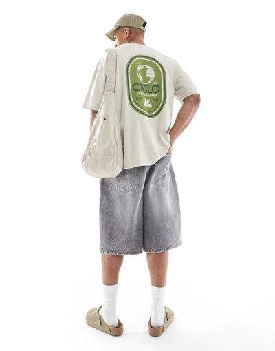ASOS DESIGN ASOS DESIGN oversized t-shirt with athletic graphic in beige-Neutral