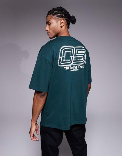 ASOS DESIGN ASOS DESIGN oversized t-shirt with athletic graphic in dark green