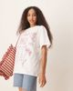 ASOS DESIGN ASOS DESIGN oversized t-shirt with band graphic and lace overlay in white - 1