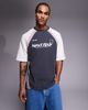 ASOS DESIGN ASOS DESIGN oversized T-shirt with cut and sew paneling and sports graphic in charcoal-Gray - 1