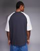 ASOS DESIGN ASOS DESIGN oversized T-shirt with cut and sew paneling and sports graphic in charcoal-Gray - 3