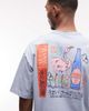 ASOS DESIGN ASOS DESIGN oversized t-shirt with flamingo graphic in washed blue - 1