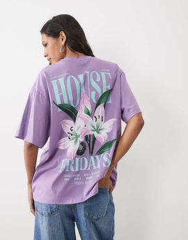 ASOS DESIGN ASOS DESIGN oversized T-shirt with House Fridays flower graphic in purple-Multi