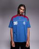 ASOS DESIGN ASOS DESIGN oversized t-shirt with paneling and athletic graphic in blue and red - 1