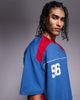 ASOS DESIGN ASOS DESIGN oversized t-shirt with paneling and athletic graphic in blue and red - 4
