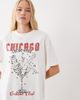 ASOS DESIGN ASOS DESIGN oversized T-shirt with pin-up martini graphic in cream-White - 1