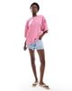 ASOS DESIGN ASOS DESIGN oversized t-shirt with ruched sleeve details in washed pink - 2