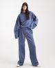 ASOS DESIGN ASOS DESIGN oversized tailored brushback sweatpants with seam detail in denim blue-Navy - 1