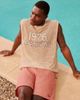 ASOS DESIGN ASOS DESIGN oversized tank top in beige open mesh with sport front print-Neutral - 1