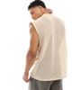 ASOS DESIGN ASOS DESIGN oversized tank top in beige open mesh with sport front print-Neutral - 4