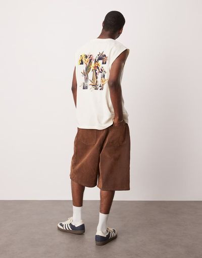 ASOS DESIGN ASOS DESIGN oversized tank top with floral athletic graphic in white