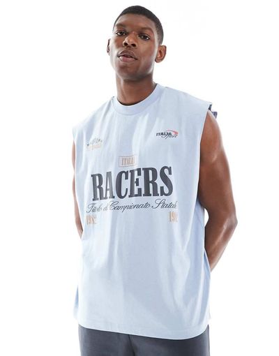 ASOS DESIGN ASOS DESIGN oversized tank with soccer graphic in blue