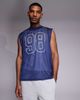 ASOS DESIGN ASOS DESIGN oversized tank with sports graphic in navy airtex - 1