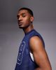 ASOS DESIGN ASOS DESIGN oversized tank with sports graphic in navy airtex - 4