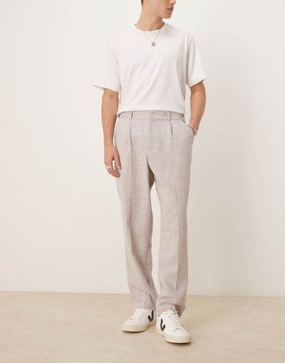 ASOS DESIGN ASOS DESIGN oversized tapered leg pants in beige-Green