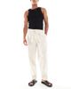 ASOS DESIGN ASOS DESIGN oversized tapered linen look pants with belt in beige-Neutral - 1