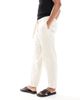 ASOS DESIGN ASOS DESIGN oversized tapered linen look pants with belt in beige-Neutral - 3