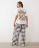 ASOS DESIGN ASOS DESIGN oversized tee and check wide leg trouser pyjama set with slow mornings graphic-Brown - 1