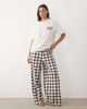 ASOS DESIGN ASOS DESIGN oversized tee and check wide leg trouser pyjama set with slow mornings graphic-Brown - 3