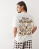 ASOS DESIGN ASOS DESIGN oversized tee and check wide leg trouser pyjama set with slow mornings graphic-Brown - 4