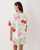 ASOS DESIGN ASOS DESIGN oversized tee and shorts pajama set with cherry print in red and pink-White - 4