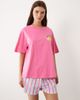 ASOS DESIGN ASOS DESIGN oversized tee and shorts pajama set with lemonade graphic in blue and pink - 2