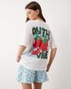 ASOS DESIGN ASOS DESIGN oversized tee and shorts pajama set with tomato graphic in blue-White - 1