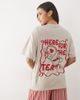 ASOS DESIGN ASOS DESIGN oversized tee and wide leg pyjama set with tea graphic in oatmeal-NEUTRAL - 1