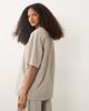 ASOS DESIGN ASOS DESIGN oversized tee in mushroom crosshatch-Brown - 4