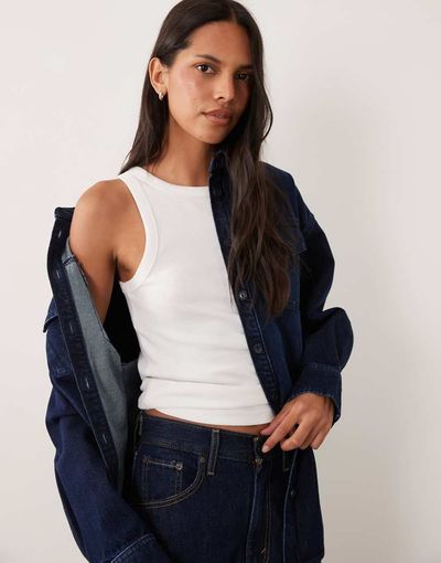 ASOS DESIGN ASOS DESIGN oversized traditional denim shirt in rinse-Navy